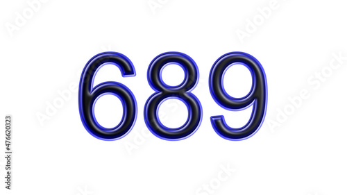 blue 689 number 3d effect white background