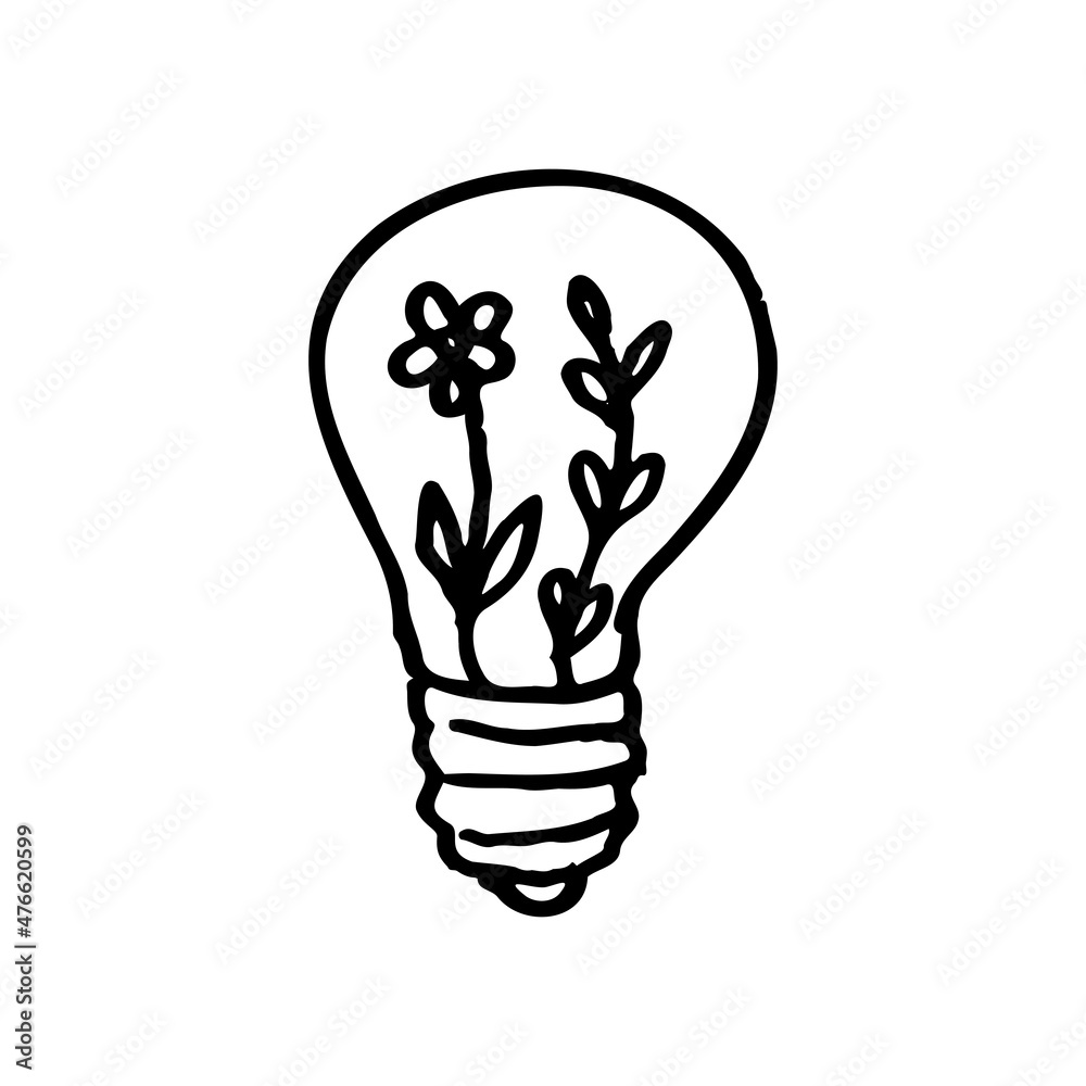 an illustration of floral in bulb for sticker, element design, etc. hand-drawn vector illustration in childlike stroke. the outline cartoon in a simple drawing. an illustration of floral in bulb for sticker, element design, etc. hand-drawn vector illustration in childlike stroke. the outline cartoon in a simple drawing.
