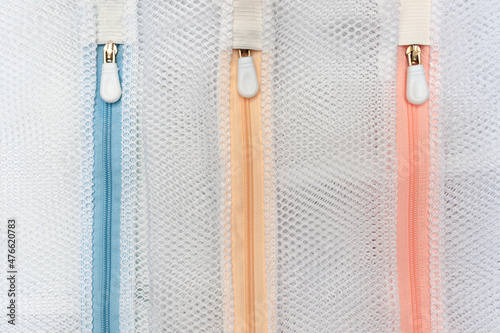washing bag. special mesh bags with zipper for washing small clothing and accessories in them in washing machine.