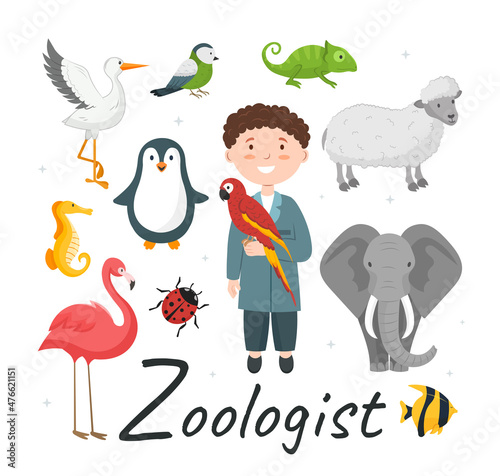 Cute vector alphabet Profession. Letter Z - Zookeeper. Vector illustration