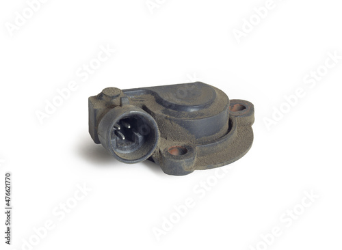 throttle position sensor. Electronically inform engine management computer of throttle valve angle. isolated on white background, with clipping path
