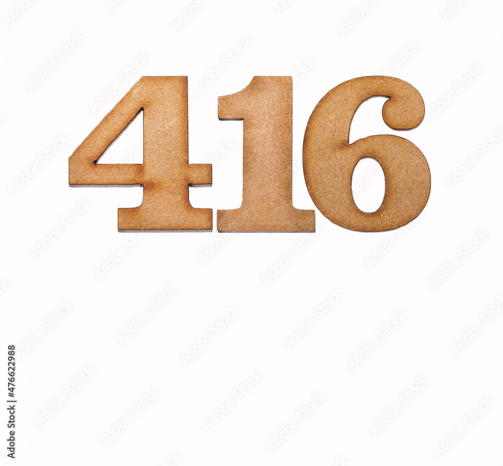 Number 416 - Piece of wood isolated on white background Number 416 - Piece of wood isolated on white background
