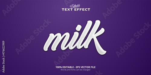Editable milk text effect, purple background