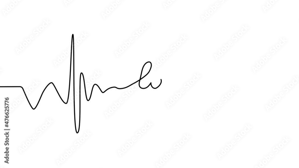 Self draws line heartbeat and heart, lettering love. electrocardiogram medical screen with a graph of heart rhythm