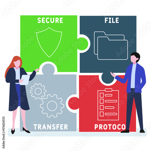 SFTP - Secure File Transfer Protocol acronym. business concept background. vector illustration concept with keywords and icons. lettering illustration with icons for web banner, flyer, landing page