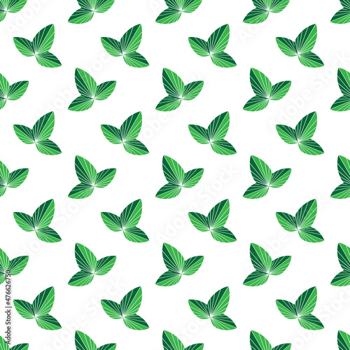 Floral seamless pattern. Green leaves on white background. Decign for ecological, nature, environmental thematics