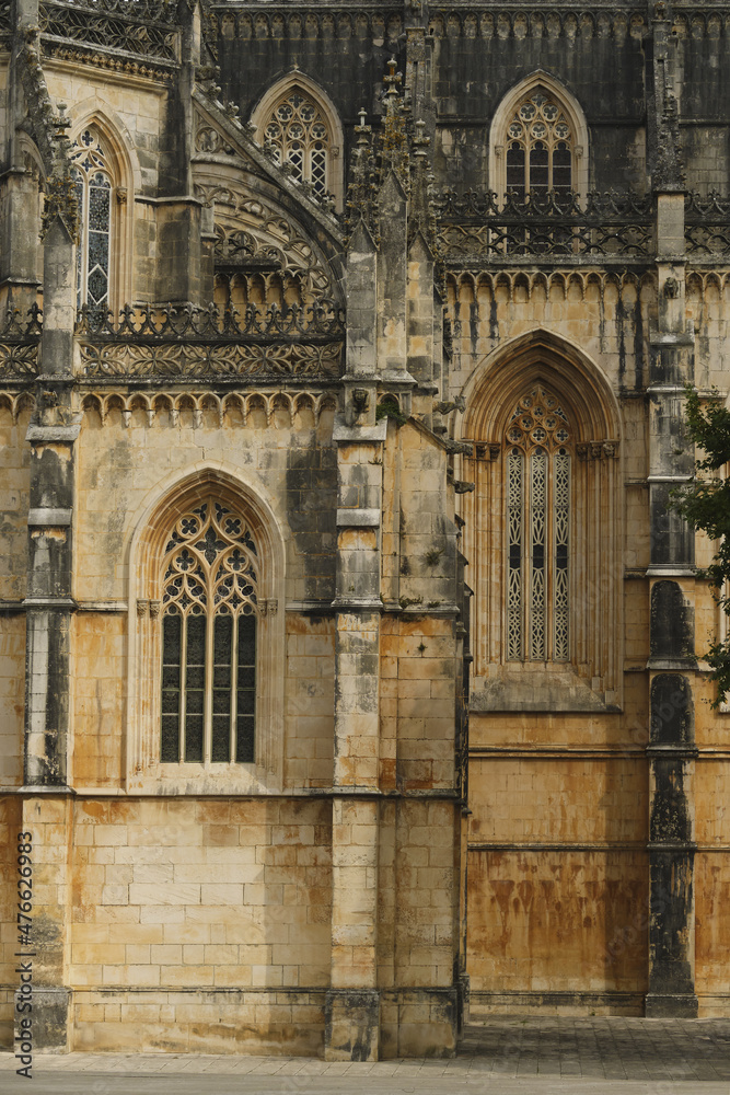 detail of a window of The Monastery of Santa Maria da Vitoria in Batalha, Portugal