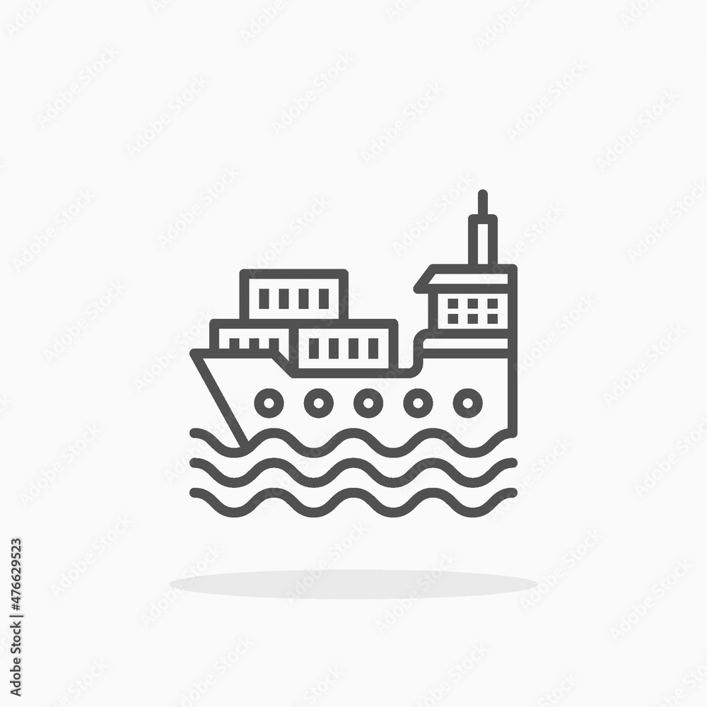 Cargo Shipping Delivery icon. Editable Stroke and pixel perfect. Outline style. Vector illustration. Enjoy this icon for your project.