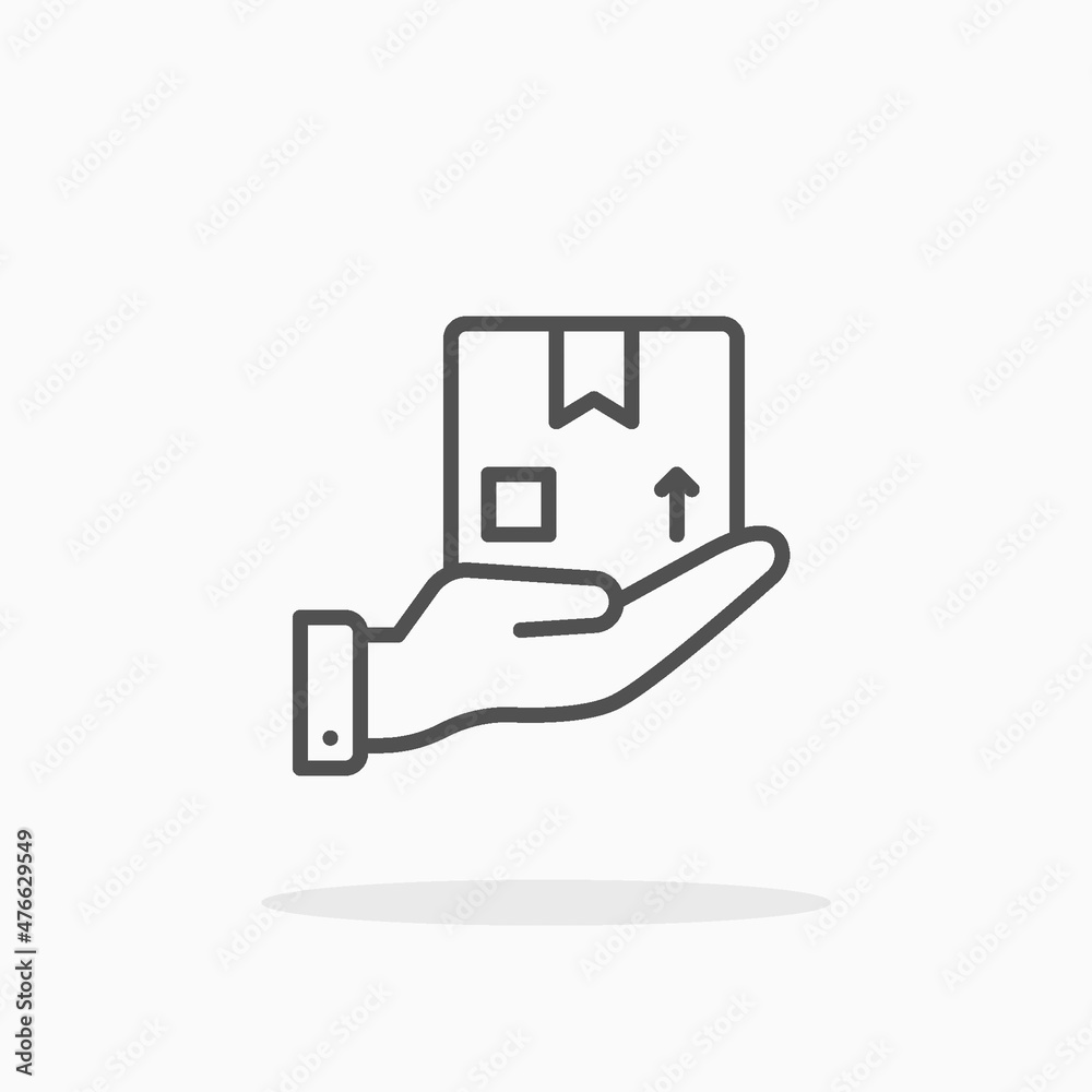 Delivery with hand icon. Editable Stroke and pixel perfect. Outline style. Vector illustration. Enjoy this icon for your project. Delivery with hand icon. Editable Stroke and pixel perfect. Outline style. Vector illustration. Enjoy this icon for your project.