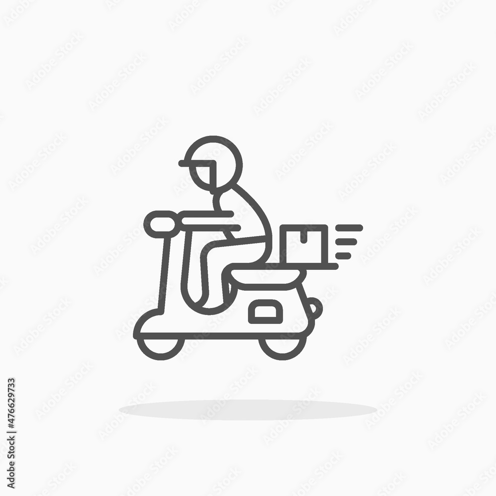 Motorcycle Delivery icon. Editable Stroke and pixel perfect. Outline style. Vector illustration. Enjoy this icon for your project. Motorcycle Delivery icon. Editable Stroke and pixel perfect. Outline style. Vector illustration. Enjoy this icon for your project.