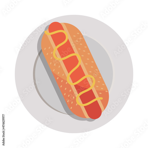 hot dog on dish
