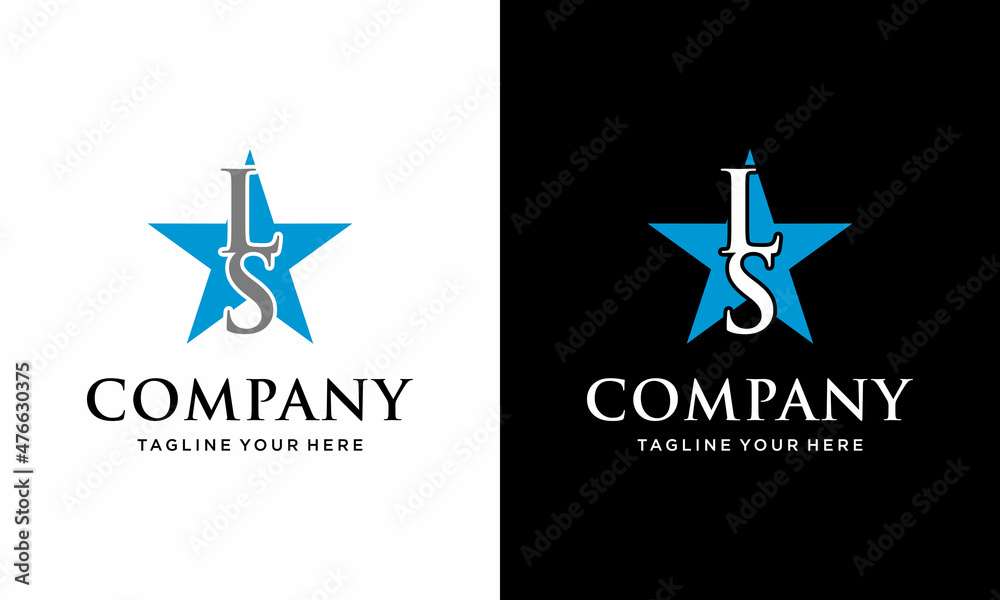 Letter ls initial star logo design vector symbol graphic idea creative. on a black and white background. Letter ls initial star logo design vector symbol graphic idea creative. on a black and white background.