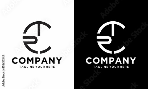 PTC or Tpc circle letter logo design vector template. on a black and white background. photo
