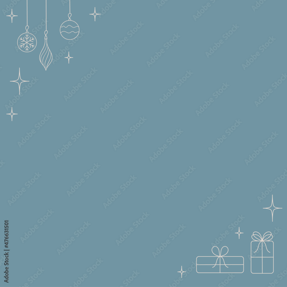 Stylish designer gift, Christmas tree decoration, Christmas tree and snowflake with copy space, greeting card concept, flat thin lines vector Stylish designer gift, Christmas tree decoration, Christmas tree and snowflake with copy space, greeting card concept, flat thin lines vector