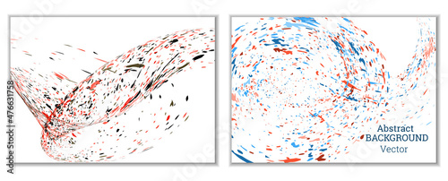 Multicolored paint splashes, smears, dust particles and debris are carried by the wind. A set of two templates. Design template for the design of banners, posters, booklets, covers, magazines. EPS 10