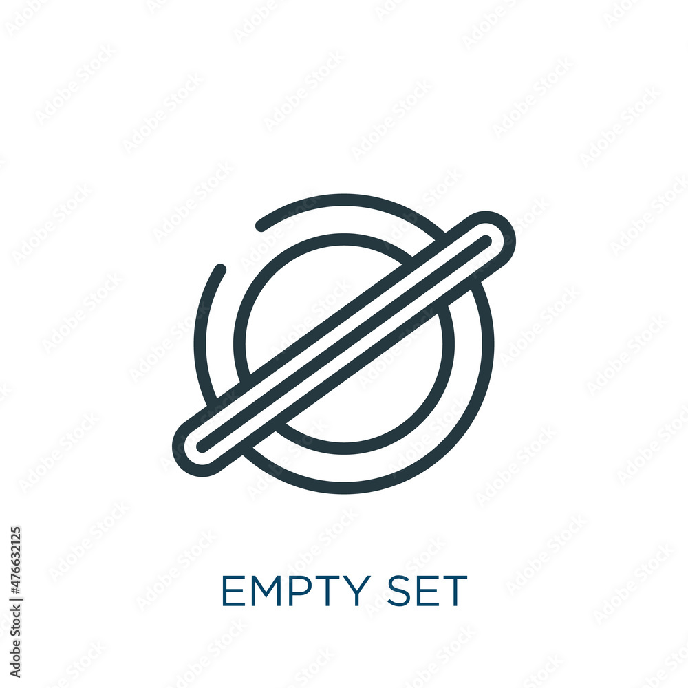 empty set symbol thin line icon. empty, box linear icons from signs