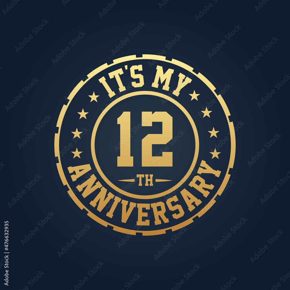 Fototapeta premium It's my 12th Anniversary, 12th Wedding Anniversary celebration