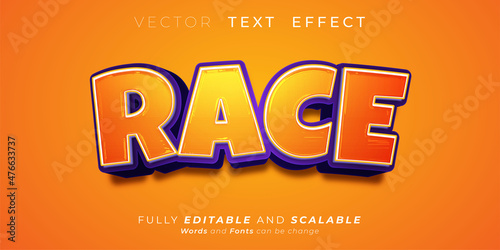 Race text effect  Editable 3d style text tittle