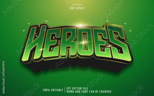 Green Heroes gold editable text effect premium