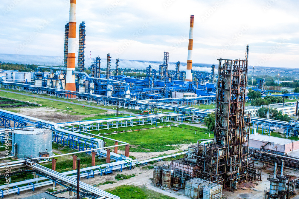 Pipes and buildings of refinery factory Pipes and buildings of refinery factory