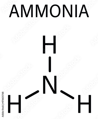 Ammonia, NH3, molecule. Skeletal formula.