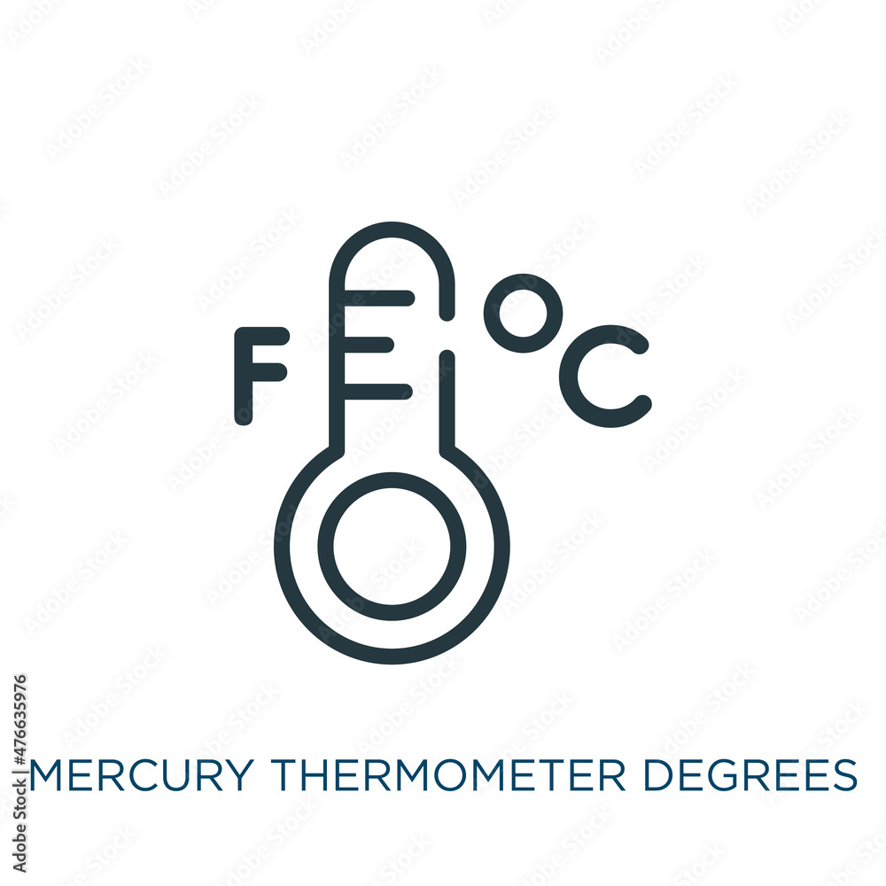 mercury thermometer degrees thin line icon. weather, celsius linear ...