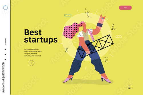 Startup illustration, website landing template. Concept of building new business