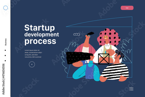 Startup illustration, website landing template. Concept of building new business