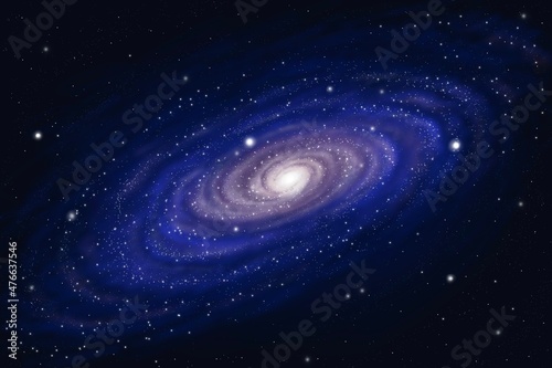 Fototapeta Naklejka Na Ścianę i Meble -  Spiral galaxy, illustration of Milky Way 
