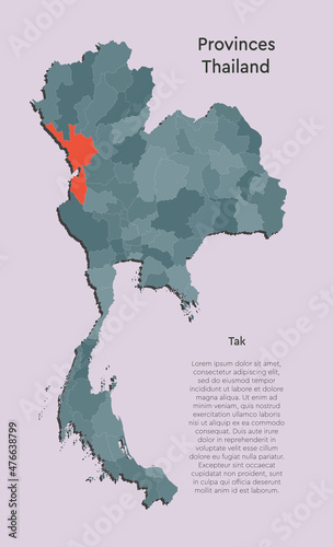 Vector map country Thailand and region Tak