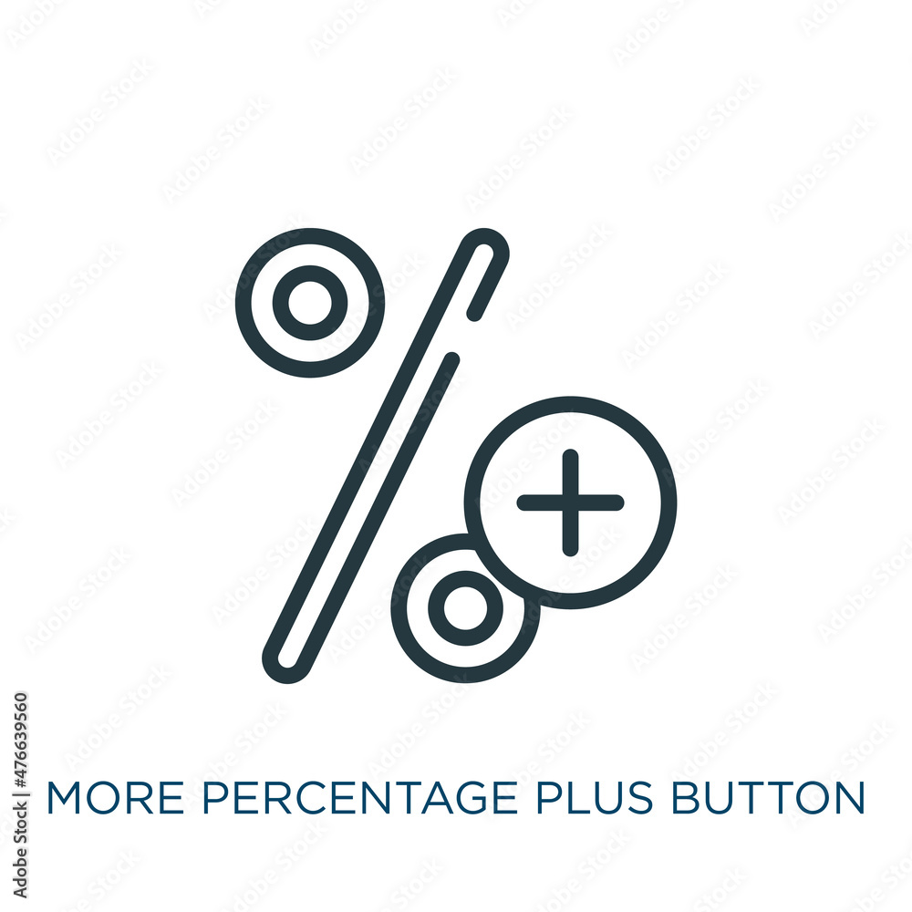 more percentage plus button thin line icon. calculation, plus linear ...