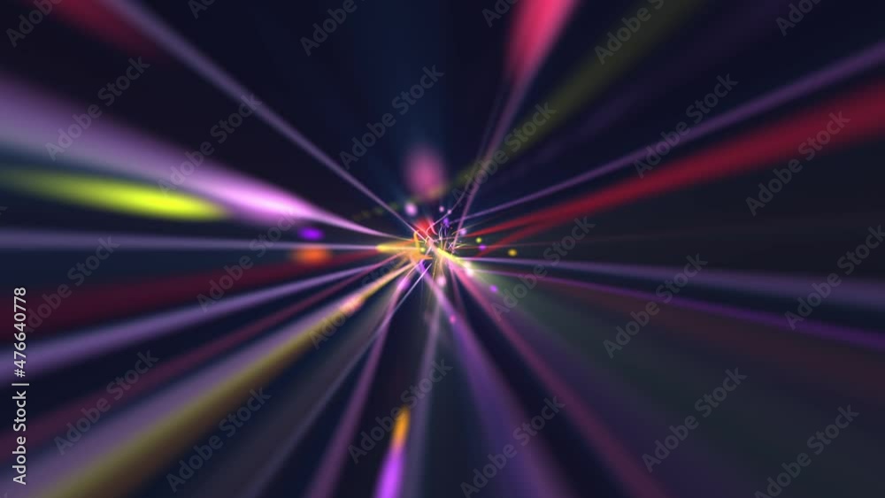 Technology concept background with high speed colorful fiber optic data flow light beams and glowing particles. This futuristic tech motion background animation is full HD and a seamless loop.