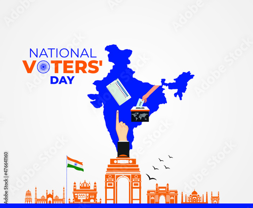 National Voters' Day India. Flag color Background for greeting, social media posting, January 25 India National Voters day. Vector illustration.