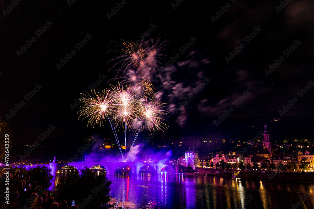 fireworks night castle illumination heidelberg