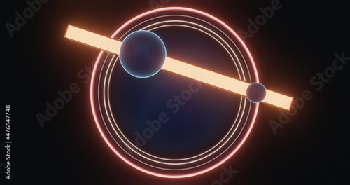 Canvas-taulu Render with a glowing composition of balls