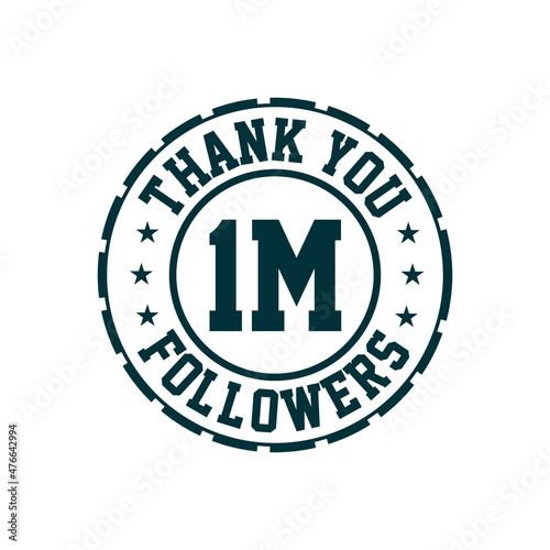 Thank you 1m Followers celebration, Greeting card for 1000000 social followers.