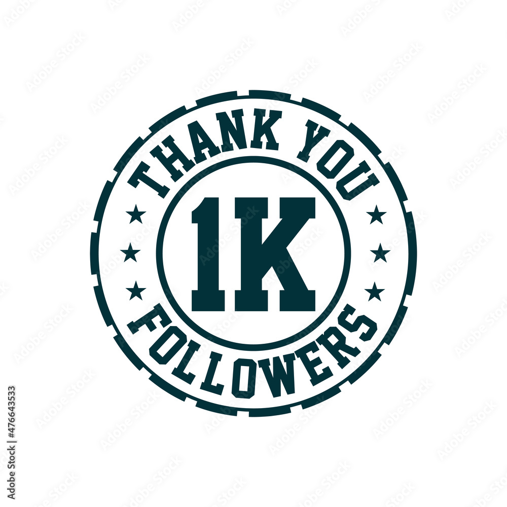 Thank you 1k Followers celebration, Greeting card for 1000 social followers.