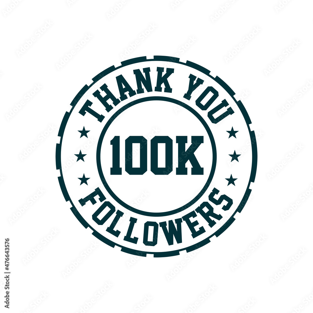 Thank you 100k Followers celebration, Greeting card for 100000 social followers.