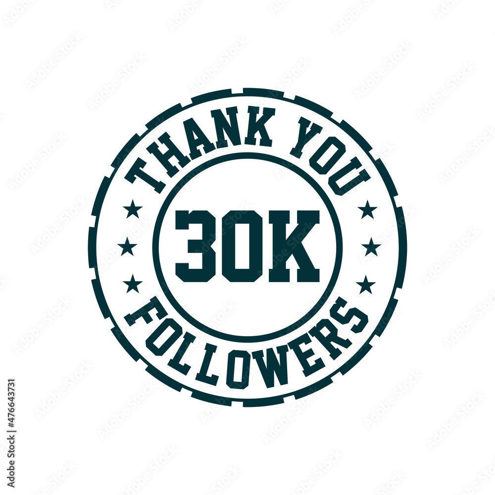 Thank you 30k Followers celebration, Greeting card for 30000 social followers.