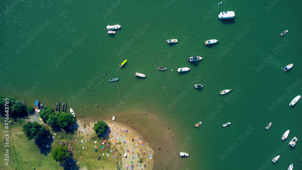 Drone view of a remote island river beach. Drone view of a remote island river beach.