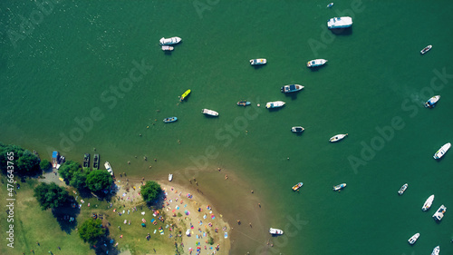 Drone view of a remote island river beach. photo