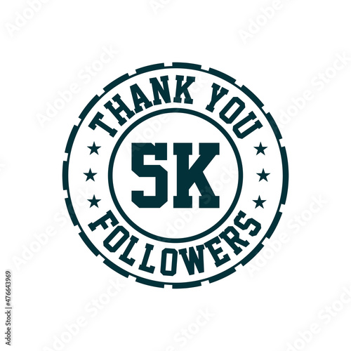 Thank you 5k Followers celebration, Greeting card for 5000 social followers.