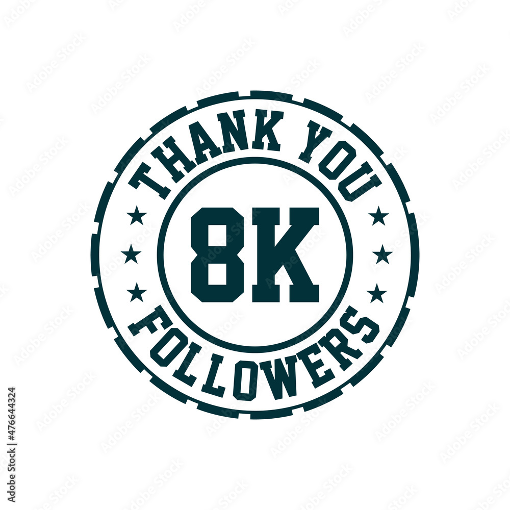 Thank you 8k Followers celebration, Greeting card for 8000 social followers.