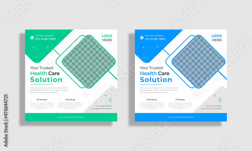 Medical Social Media Post Template, Healthcare Social Media Banner Template, Healthcare post social media banner ads