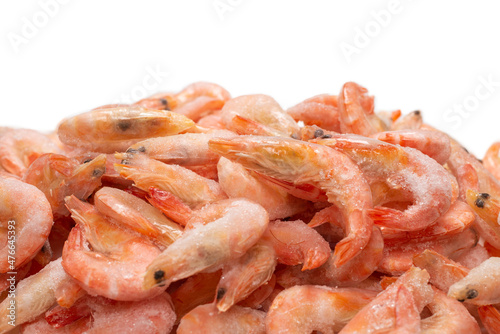 Fototapeta Naklejka Na Ścianę i Meble -  Fresh shrimps in ice. Top view.
