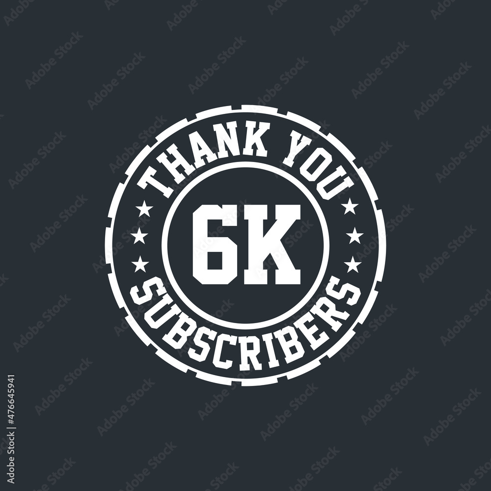 Thank you 6000 Subscribers celebration, Greeting card for 6k social Subscribers.