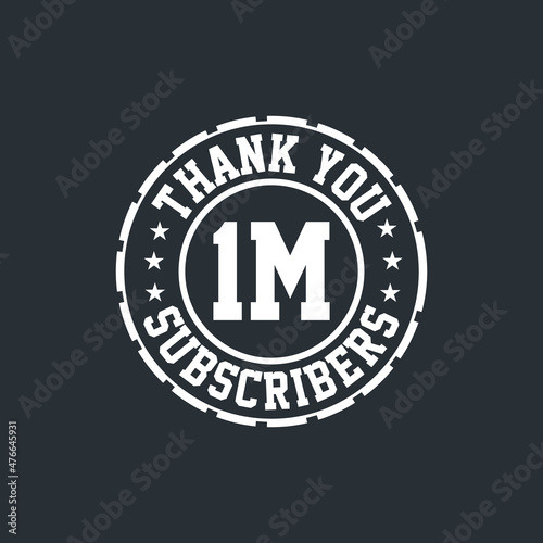 Thank you 1000000 Subscribers celebration, Greeting card for 1m social Subscribers.