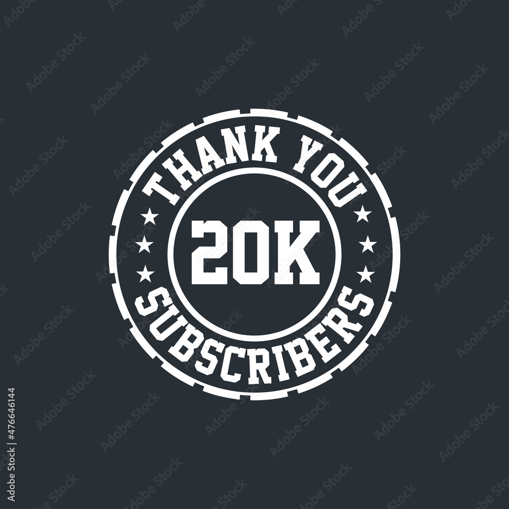 Thank you 20000 Subscribers celebration, Greeting card for 20k social Subscribers.