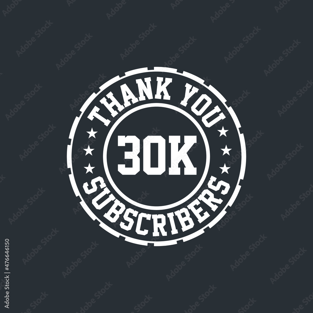 Thank you 30000 Subscribers celebration, Greeting card for 30k social Subscribers.