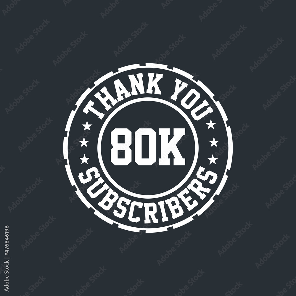 Thank you 80000 Subscribers celebration, Greeting card for 80k social Subscribers.